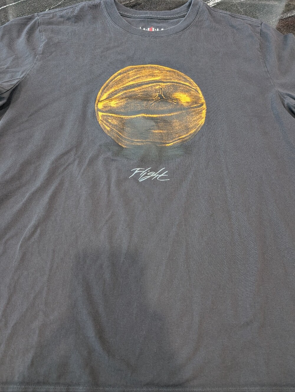 Jordan Washed Black T-Shirt with Yellow Basketball Graphic